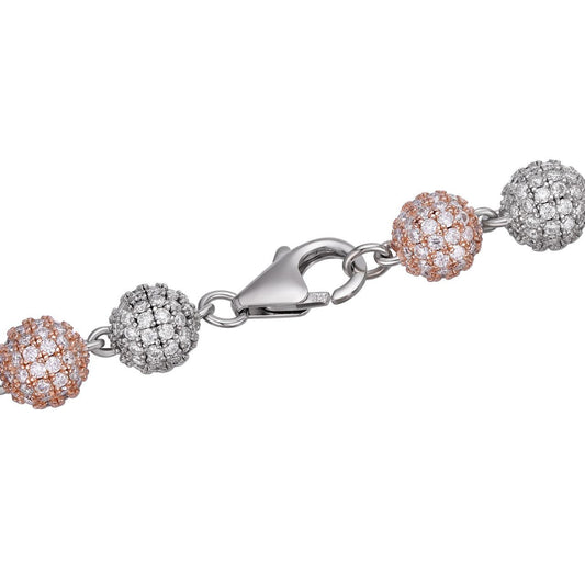 HarlemBling MOISSANITE Bead Ball Dogtag Necklace Chain - Rose Gold Vermeil & 925 Silver - 4mm-10mm - 16"-30"
