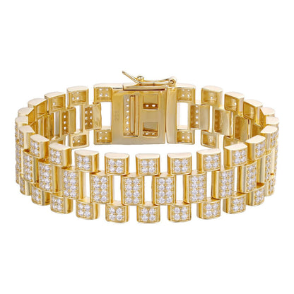 HarlemBling MOISSANITE Big Presidential Link Bracelet Iced Out - 14k Gold Vermeil 925 Silver - 20mm - 7.5"-8.5"