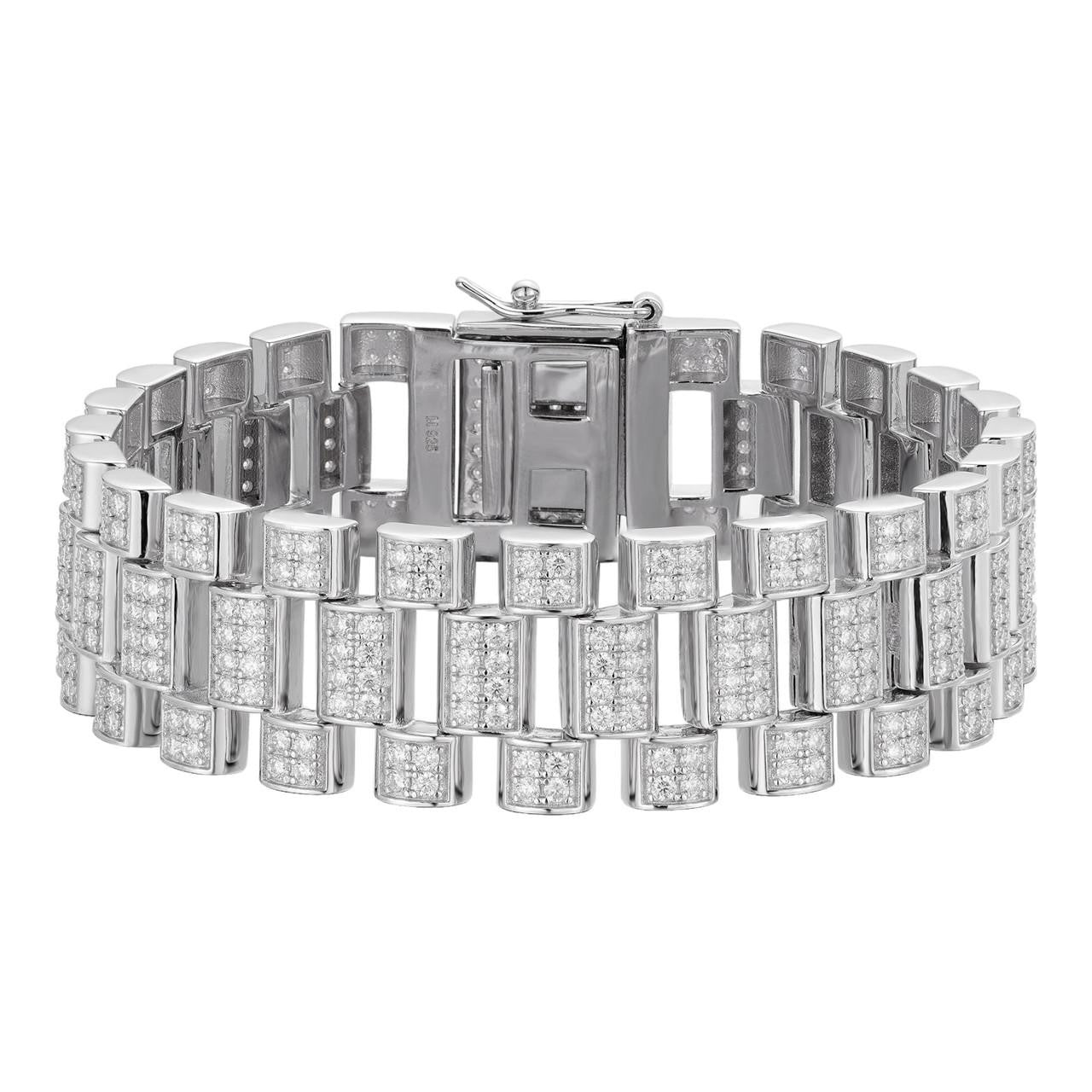 HarlemBling MOISSANITE Big Presidential Link Bracelet Iced Out - 925 Silver - 20mm - 7.5"-8.5"