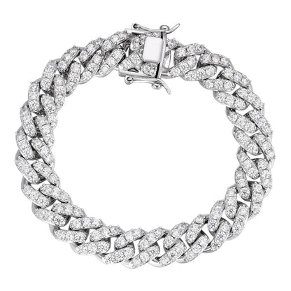 HarlemBling MOISSANITE Big Stone Miami Cuban Link Bracelet Iced Out - 925 Silver - 12mm - 7"- 8"