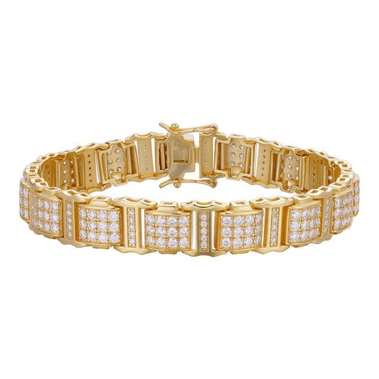 HarlemBling MOISSANITE Biggie Smalls OG Custom Link Bracelet Iced Out - 14k Gold Vermeil 925 Silver - 11mm - 7"-8.5"