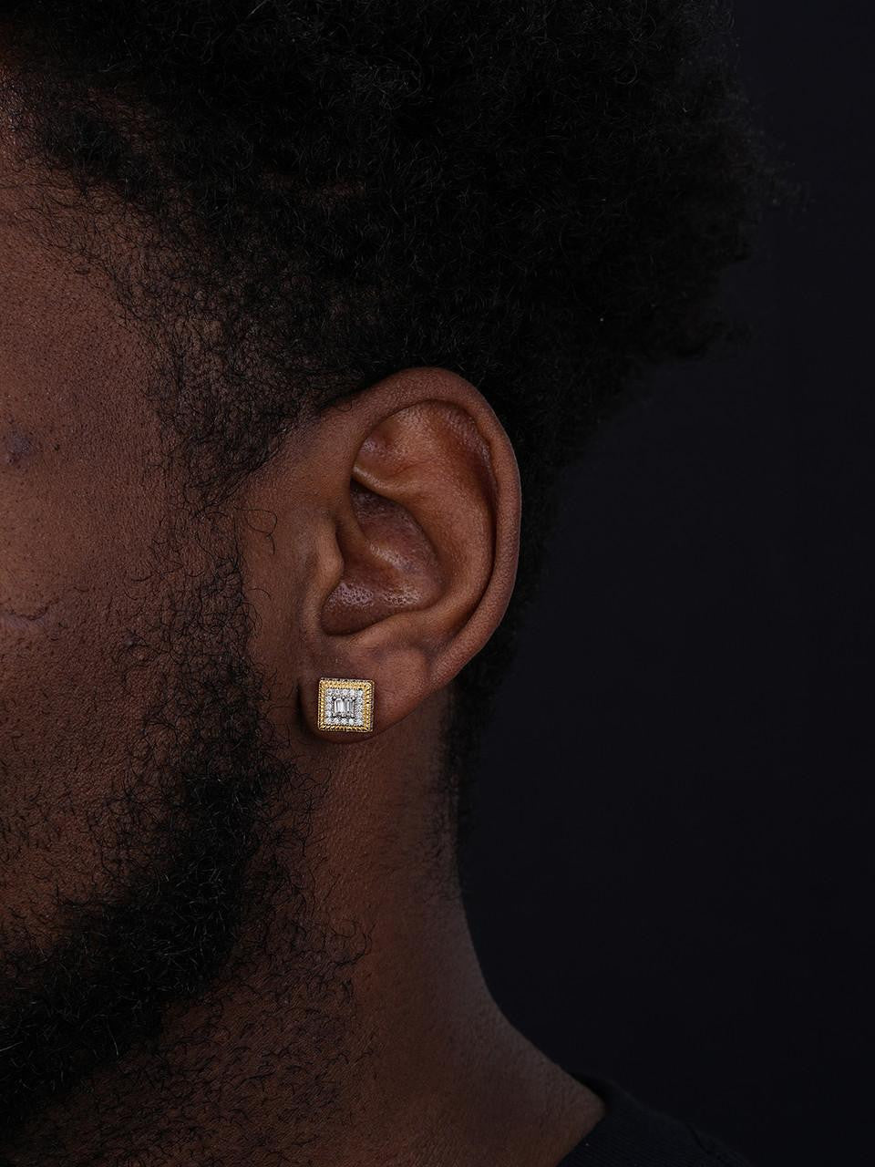 HarlemBling MOISSANITE Biggie Smalls Square Iced Out Earrings - 14k Gold Vermeil 925 Silver - 10mm
