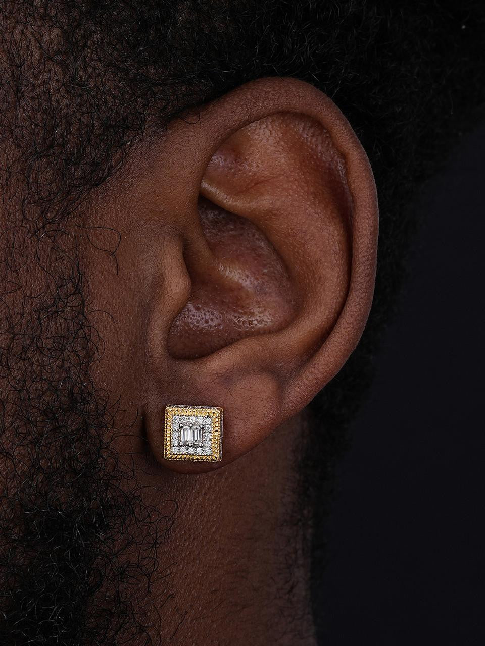 HarlemBling MOISSANITE Biggie Smalls Square Iced Out Earrings - 14k Gold Vermeil 925 Silver - 10mm
