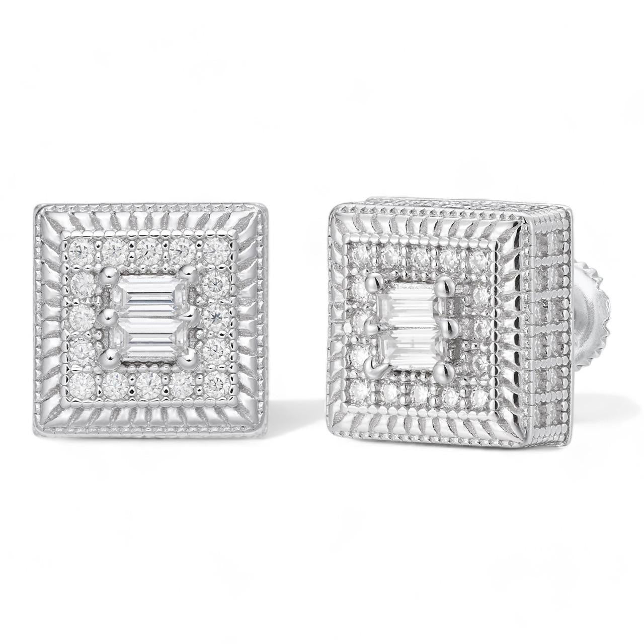 HarlemBling MOISSANITE Biggie Smalls Square Iced Out Earrings - 925 Silver - 10mm
