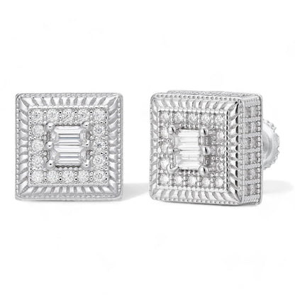 HarlemBling MOISSANITE Biggie Smalls Square Iced Out Earrings - 925 Silver - 10mm
