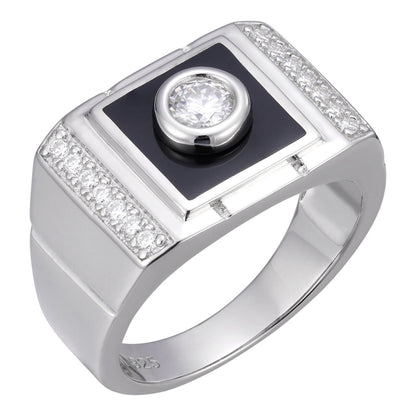 HarlemBling Moissanite Black Onyx Iced Out Ring -925 Silver