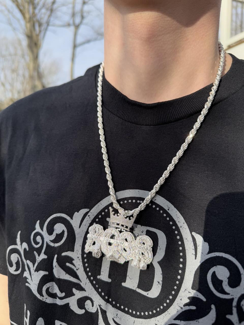 HarlemBling MOISSANITE "Built On Self Success" Iced Out BOSS Pendant - 14k Gold Vermeil or 925 Silver - Large 2.5"