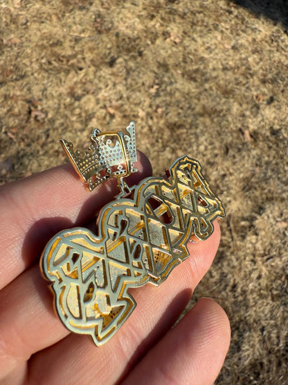 HarlemBling MOISSANITE "Built On Self Success" Iced Out BOSS Pendant - 14k Gold Vermeil or 925 Silver - Large 2.5"