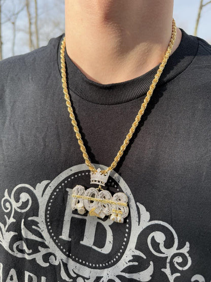 HarlemBling MOISSANITE "Built On Self Success" Iced Out BOSS Pendant - 14k Gold Vermeil or 925 Silver - Large 2.5"