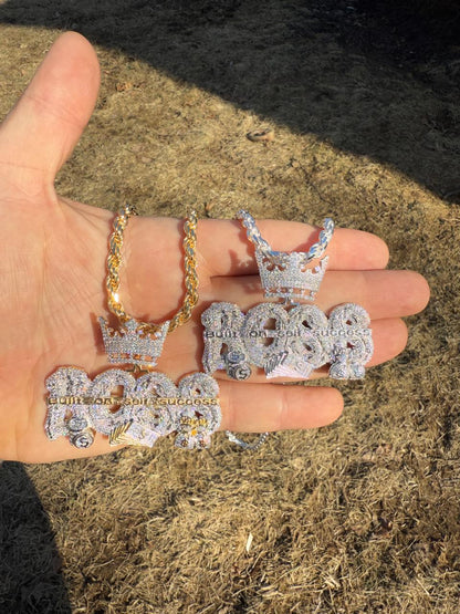 HarlemBling MOISSANITE "Built On Self Success" Iced Out BOSS Pendant - 14k Gold Vermeil or 925 Silver - Large 2.5"