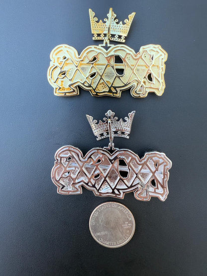 HarlemBling MOISSANITE "Built On Self Success" Iced Out BOSS Pendant - 14k Gold Vermeil or 925 Silver - Large 2.5"