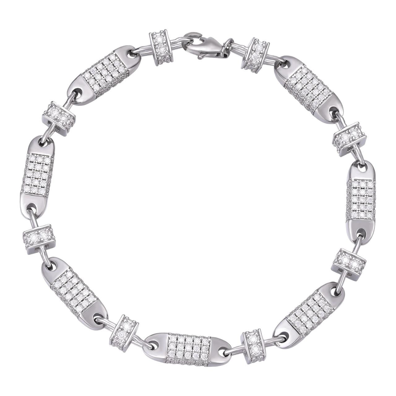 HarlemBling MOISSANITE Bullet Bracelet Iced Out - 925 Silver - 5mm - 7"-8.5"