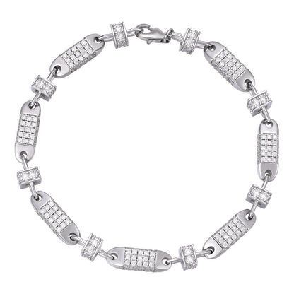 HarlemBling MOISSANITE Bullet Bracelet Iced Out - 925 Silver - 5mm - 7"-8.5"