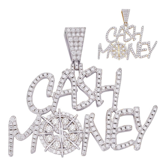 HarlemBling MOISSANITE Cash Money Vault Hip Hop Pendant - 14k Gold Vermeil Or 925 Silver - Medium 2.25"