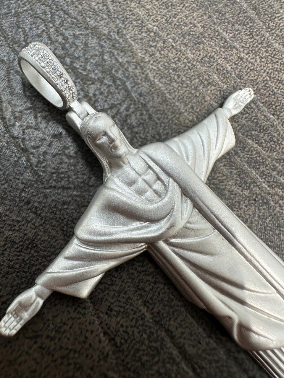 HarlemBling MOISSANITE Christ The Redeemer 925 Silver/ Yellow Rose Gold Necklace Jesus Piece