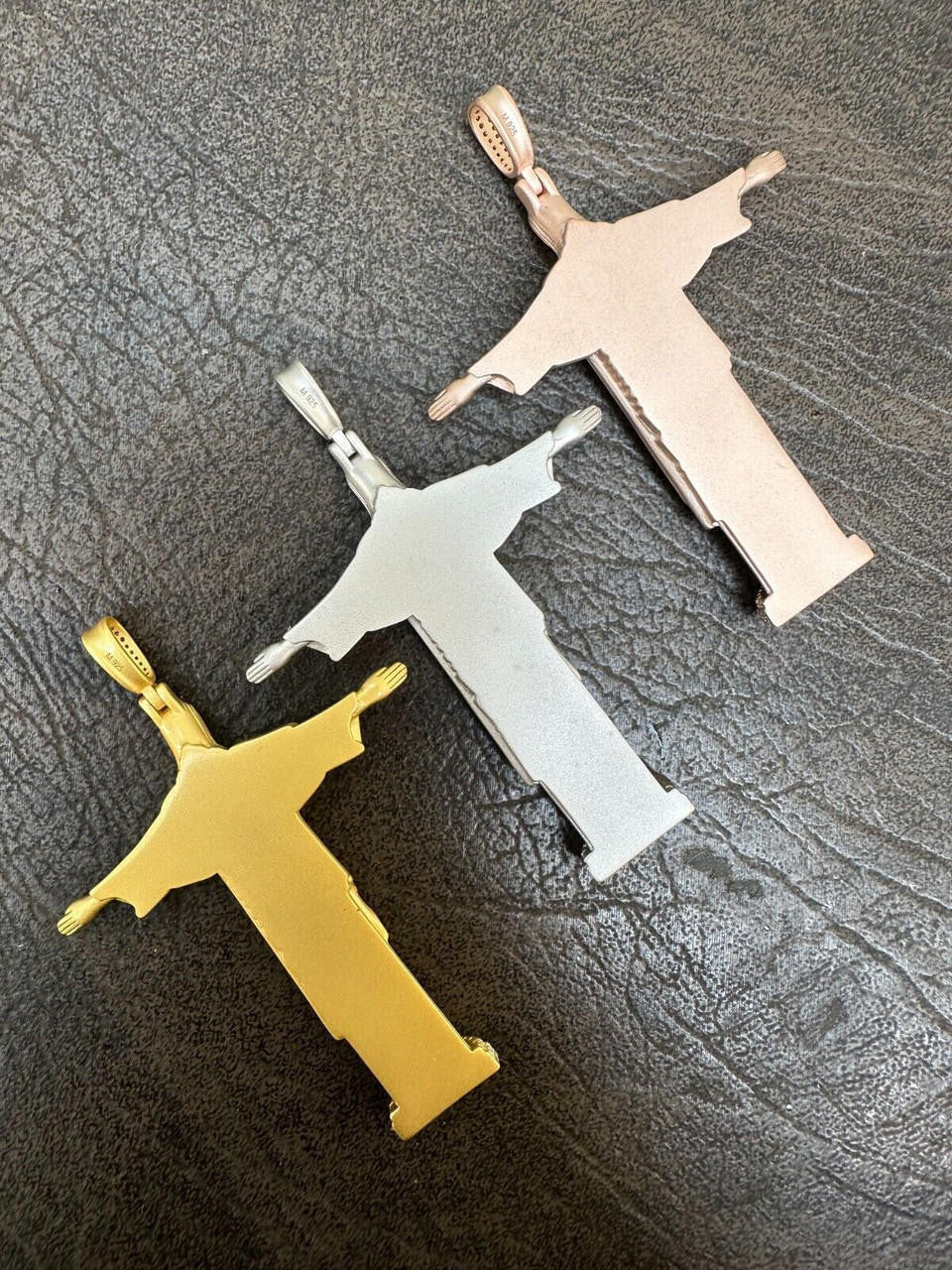 HarlemBling MOISSANITE Christ The Redeemer 925 Silver/ Yellow Rose Gold Necklace Jesus Piece