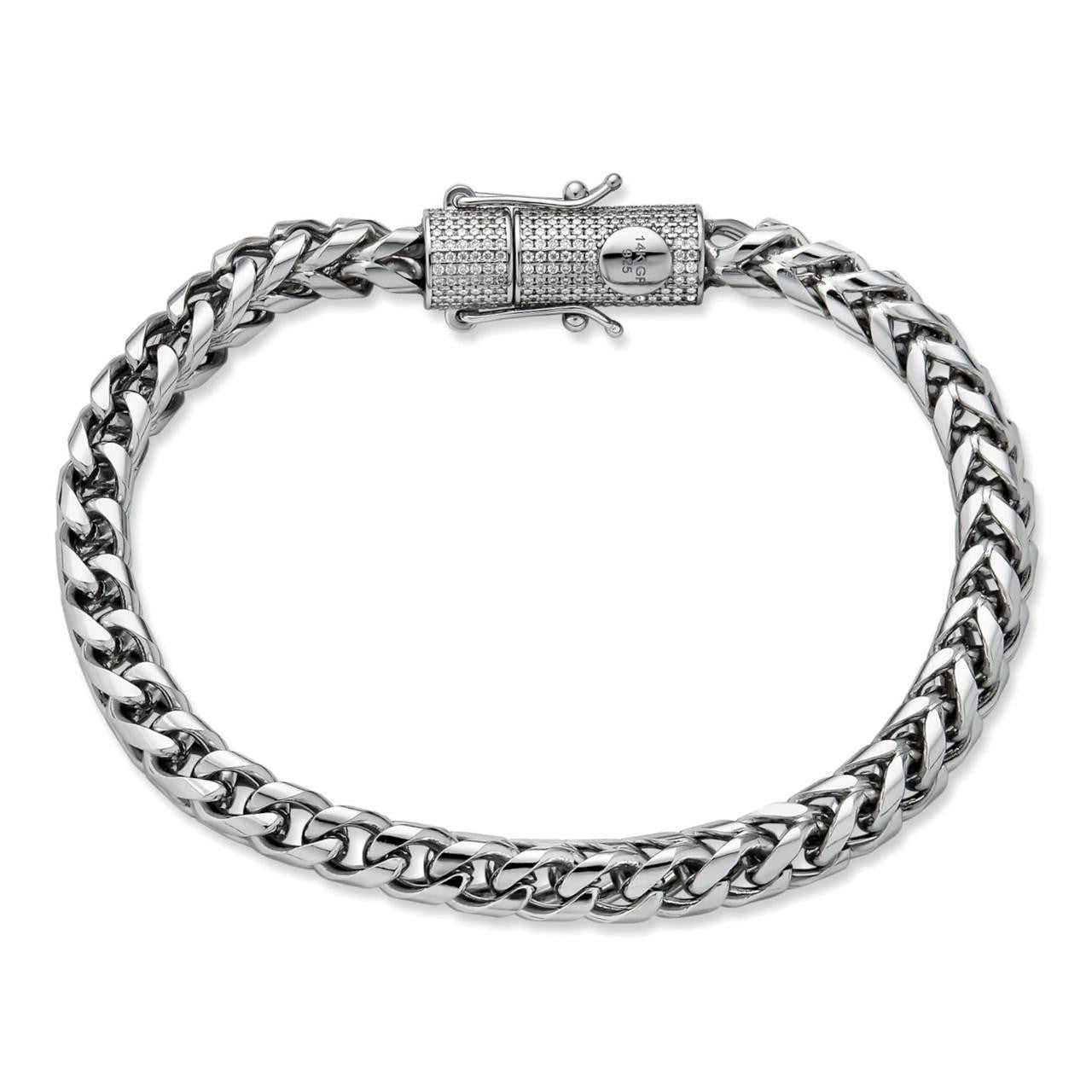 HarlemBling MOISSANITE CLASP Franco Bracelet - Stainless Steel W. 925 Silver Clasp - 7.5"-8.5" - 4mm-6mm