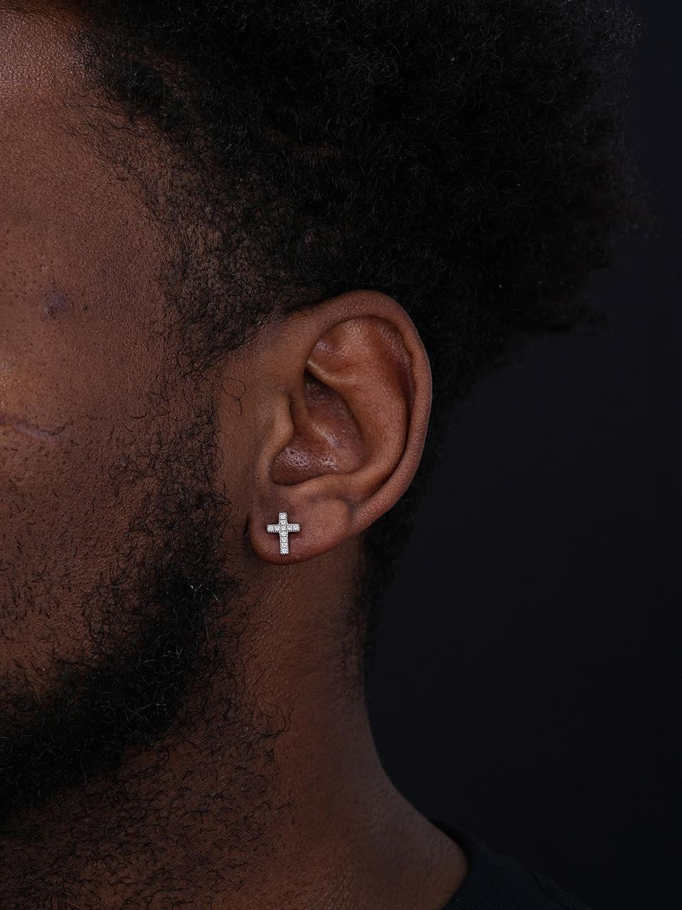 HarlemBling MOISSANITE Classic Cross Earrings - 925 Silver - 8x11mm