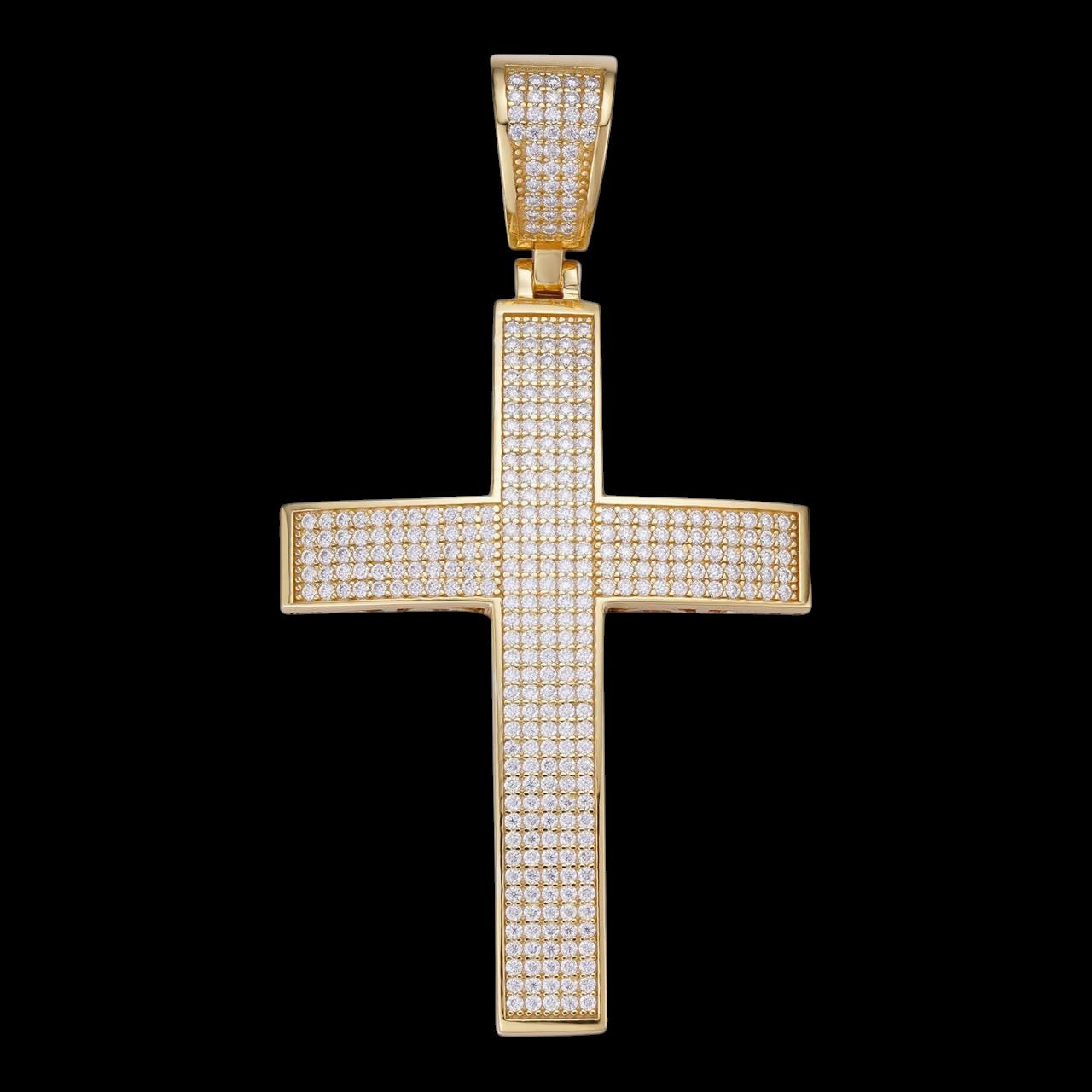 Solid 10k Yellow Gold 3ct VVS Moissanite Cross Pendant Necklace 19g Mens Large