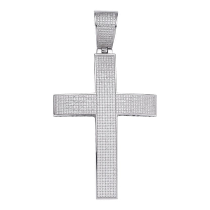 HarlemBling MOISSANITE Classic Iced Out Cross Pendant - 925 Silver - Huge 4"
