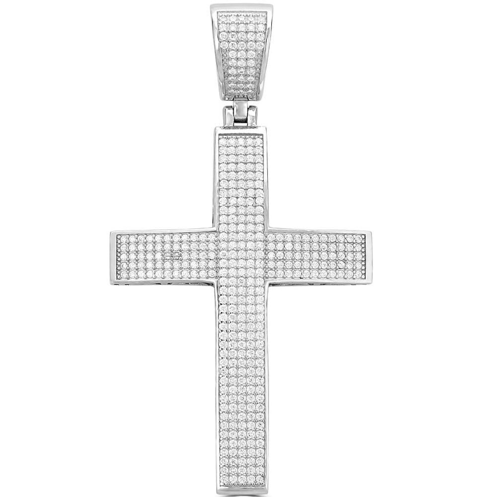 HarlemBling MOISSANITE Classic Iced Out Cross Pendant - 925 Silver - Huge 4"