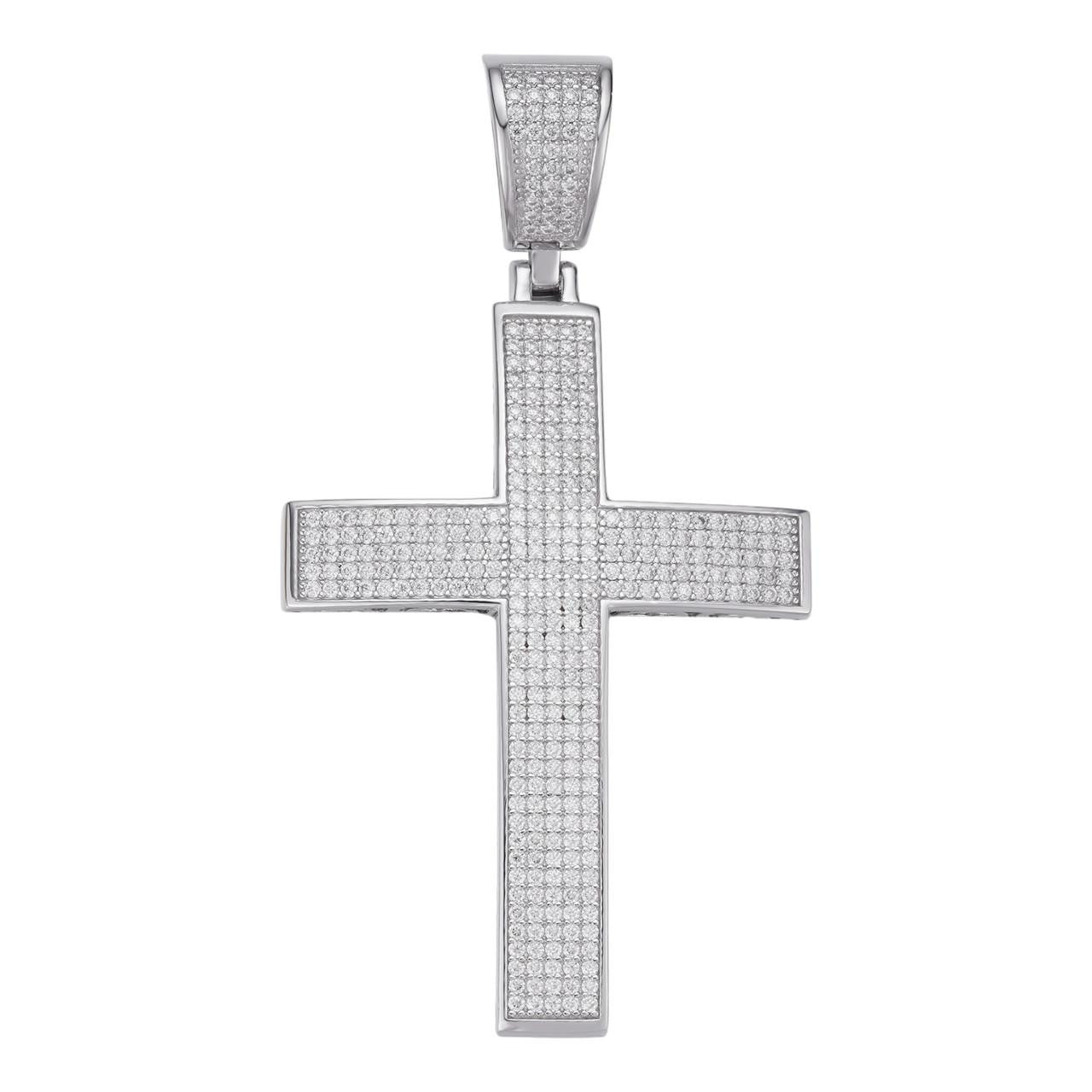HarlemBling MOISSANITE Classic Iced Out Cross Pendant - 925 Silver - Large 2.5"