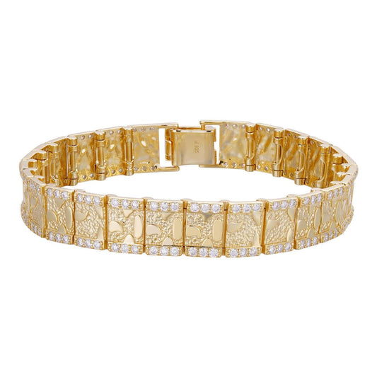 HarlemBling MOISSANITE Classic Nugget Bracelet Iced Out - 14k Gold Vermeil 925 Silver - 14k Gold Vermeil 925 Silver - 8mm-16mm - 7"-8.5"