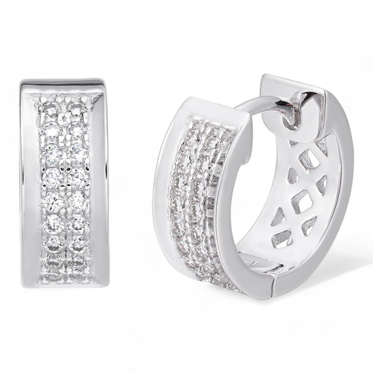 HarlemBling MOISSANITE Classic Small Huggie Iced Out Hoops - 925 Silver - 12mm