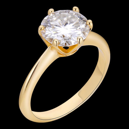 HarlemBling MOISSANITE Classic Solitaire Engagement Ring - 14k Yellow Gold - 2ct