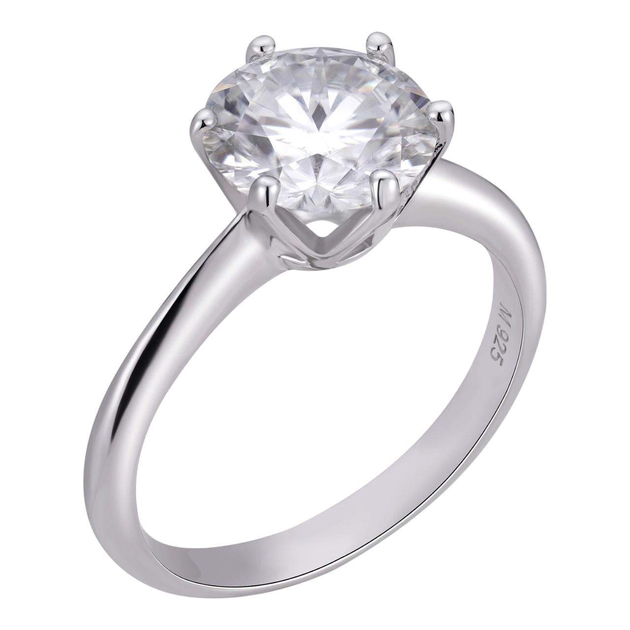 HarlemBling MOISSANITE Classic Solitaire Engagement Ring - 925 Silver - 0.5ct-4ct TW
