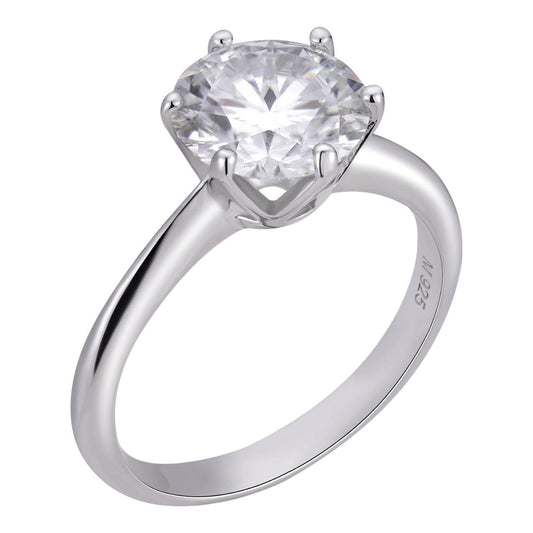 HarlemBling MOISSANITE Classic Solitaire Engagement Ring - 925 Silver - 0.5ct-4ct TW