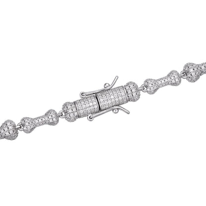 HarlemBling MOISSANITE Custom Bone Link Bracelet Iced Out - 925 Silver - 6.5mm - 7.5-8.5"