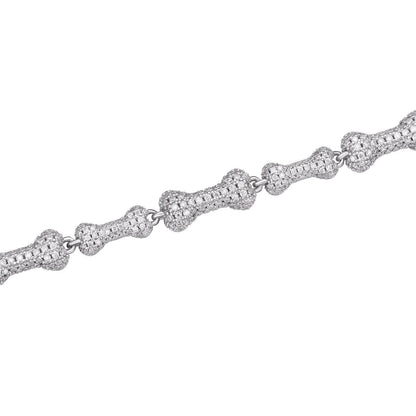 HarlemBling MOISSANITE Custom Bone Link Chain Necklace Iced Out - 925 Silver - 6.5mm - 16-30"