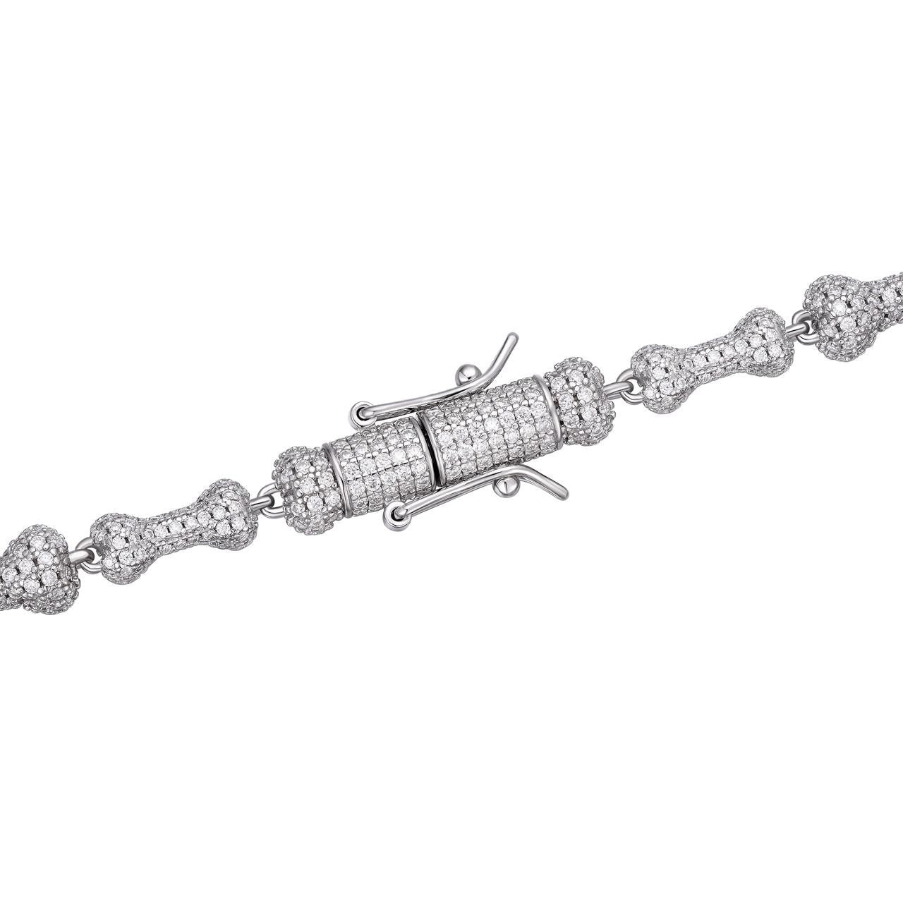 HarlemBling MOISSANITE Custom Bone Link Chain Necklace Iced Out - 925 Silver - 6.5mm - 16-30"