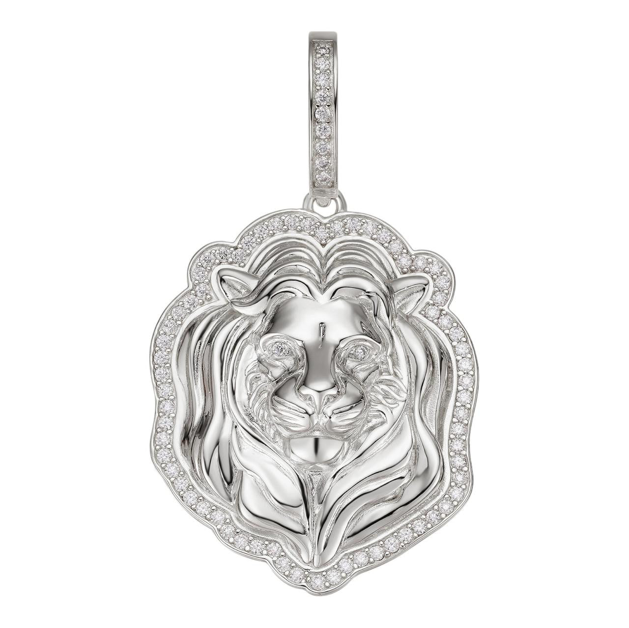 HarlemBling MOISSANITE Custom Lion Pendant - 925 Silver - 3 Sizes 1.5"-2.5"