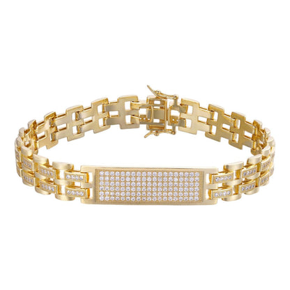 HarlemBling MOISSANITE Custom Presidential ID Link Bracelet Iced Out - 14k Gold Vermeil 925 Silver - 10.5mm - 7"-8.5"