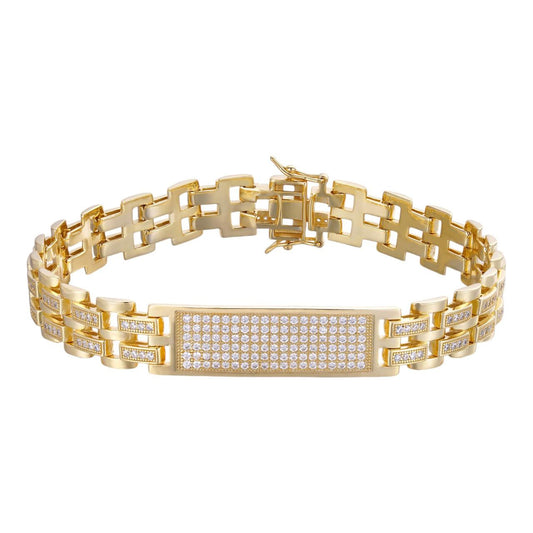 HarlemBling MOISSANITE Custom Presidential ID Link Bracelet Iced Out - 14k Gold Vermeil 925 Silver - 10.5mm - 7"-8.5"