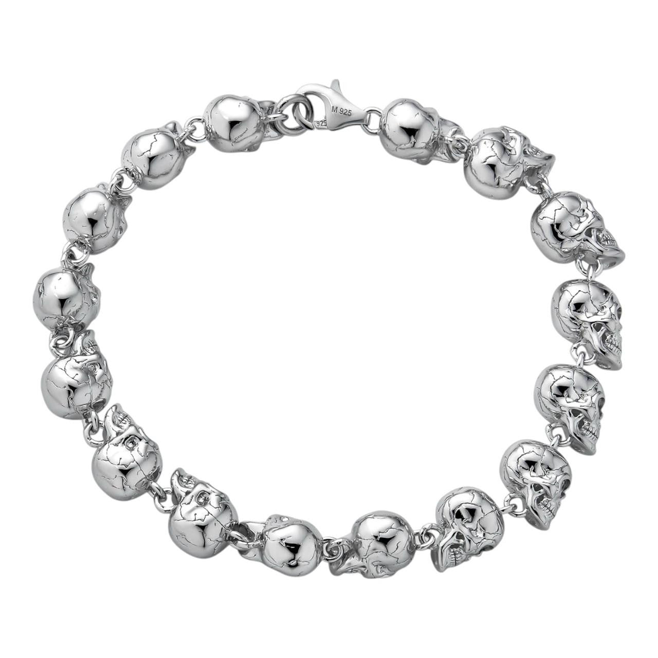 HarlemBling MOISSANITE Custom Skull Link Death Bracelet - 925 Silver - 9.5mm - 7.5"-8.5"