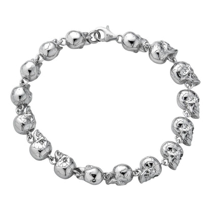 HarlemBling MOISSANITE Custom Skull Link Death Bracelet - 925 Silver - 9.5mm - 7.5"-8.5"