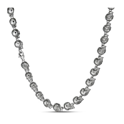 HarlemBling MOISSANITE Custom Skull Link Death Necklace Chain - 925 Silver - 9.5mm - 18"-28"