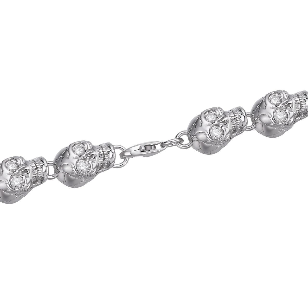 HarlemBling MOISSANITE Custom Skull Link Death Necklace Chain - 925 Silver - 9.5mm - 18"-28"