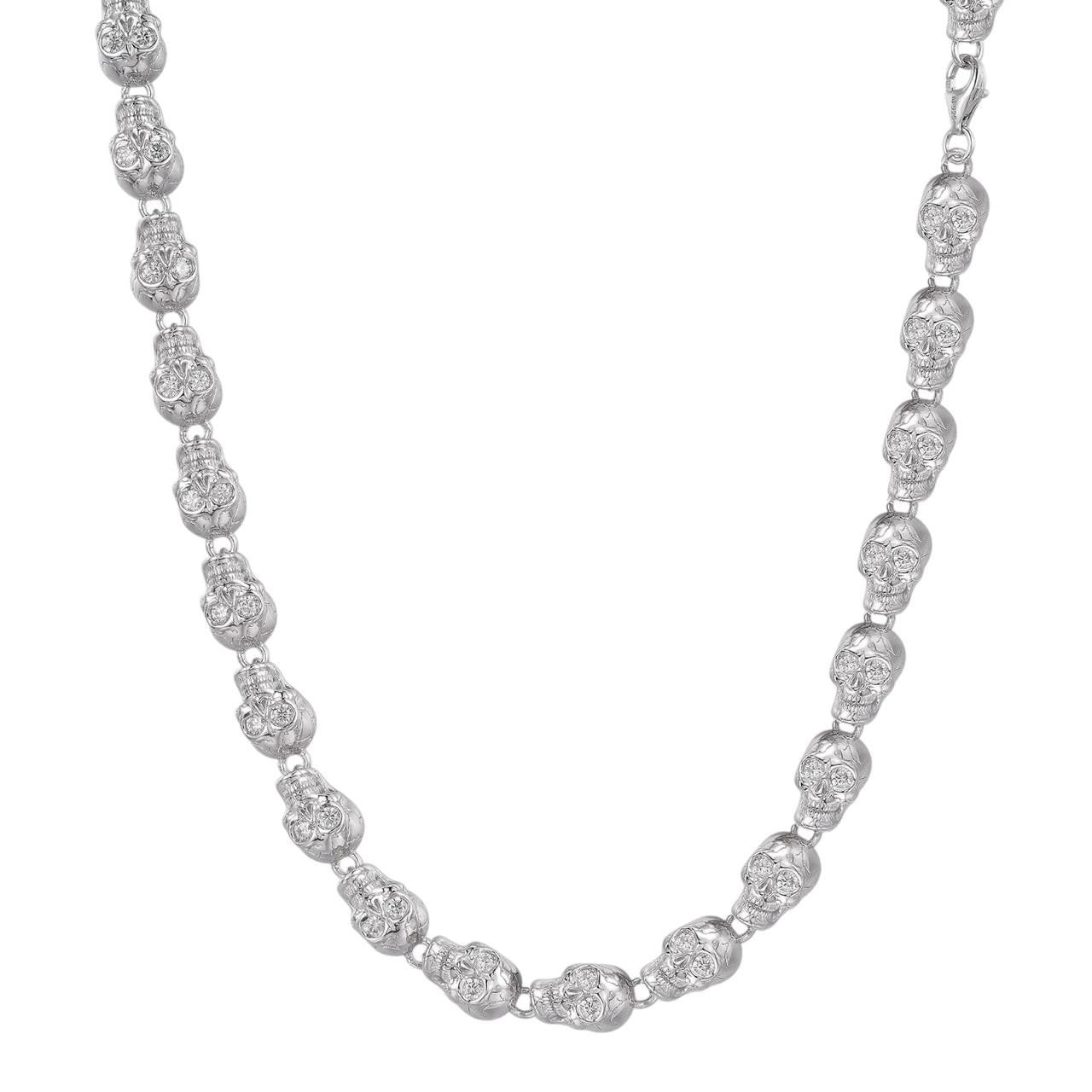 HarlemBling MOISSANITE Custom Skull Link Death Necklace Chain - 925 Silver - 9.5mm - 18"-28"