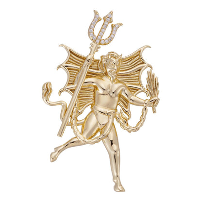 HarlemBling MOISSANITE Devil Satan Pendant - 14k Gold Vermeil 925 Silver - 3 Sizes 1"-2.5"