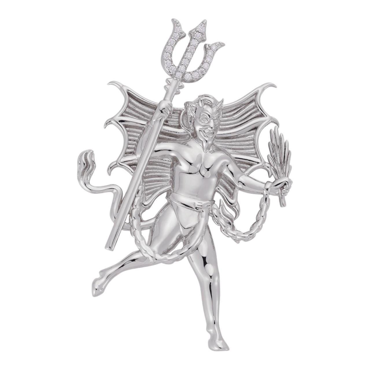 HarlemBling MOISSANITE Devil Satan Pendant - 925 Silver - 3 Sizes 1"-2.5"
