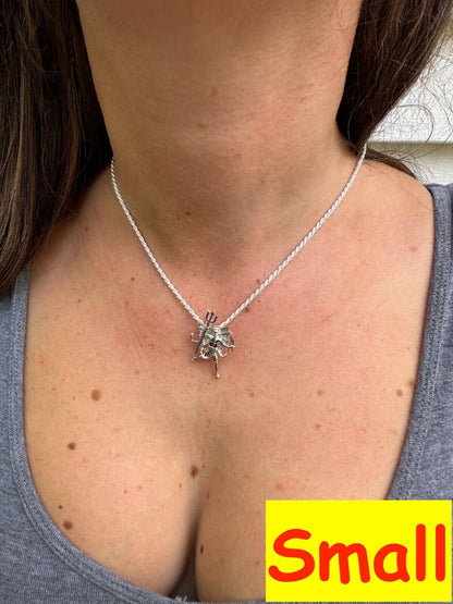 HarlemBling MOISSANITE Devil Satan Pendant - Iced Moissanite Demon Necklace Real 925 Silver