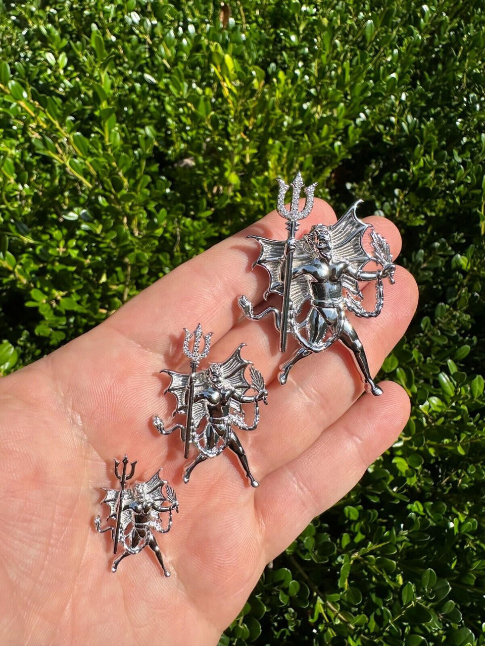 HarlemBling MOISSANITE Devil Satan Pendant - Iced Moissanite Demon Necklace Real 925 Silver