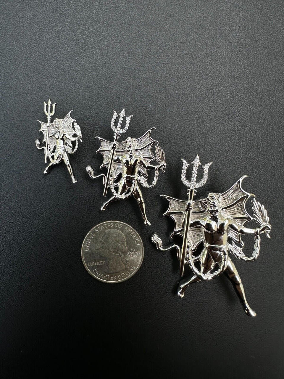 HarlemBling MOISSANITE Devil Satan Pendant - Iced Moissanite Demon Necklace Real 925 Silver