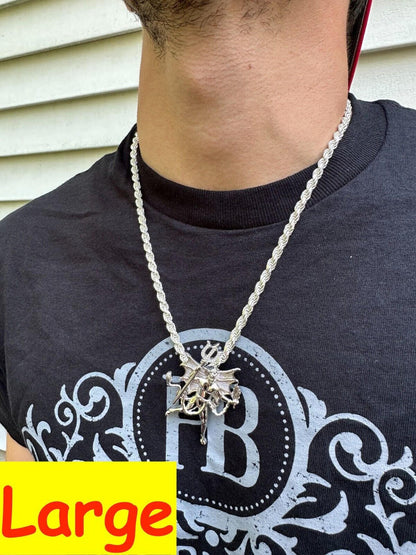HarlemBling MOISSANITE Devil Satan Pendant - Iced Moissanite Demon Necklace Real 925 Silver
