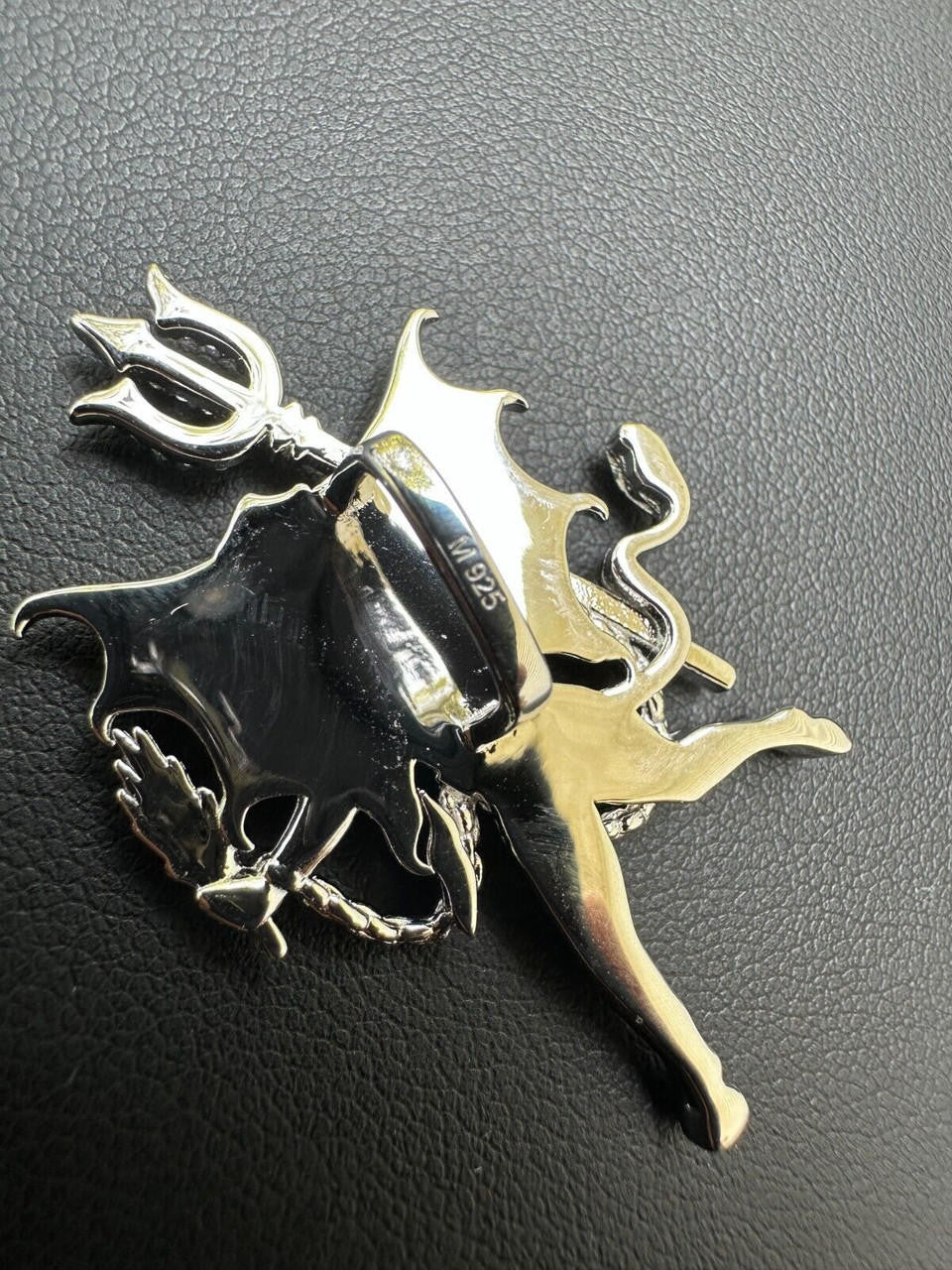 HarlemBling MOISSANITE Devil Satan Pendant - Iced Moissanite Demon Necklace Real 925 Silver