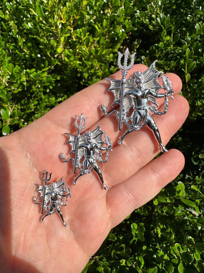 HarlemBling MOISSANITE Devil Satan Pendant - Iced Moissanite Demon Necklace Real 925 Silver